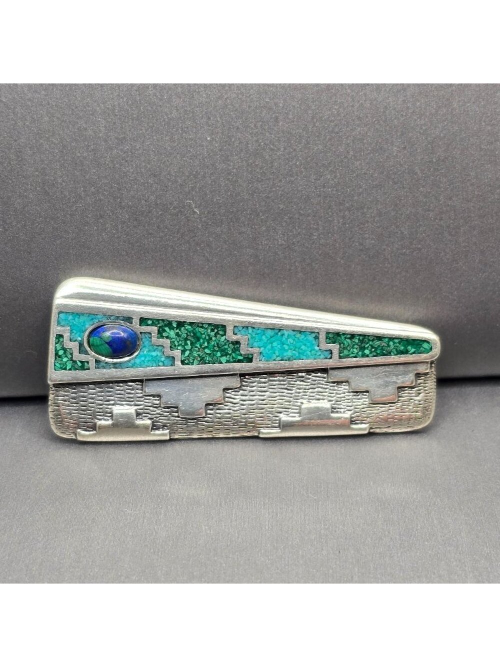 Carolyn Pollack Relios Sterling Silver Inlay Turquoise Malachite Lapis Brooch 2"